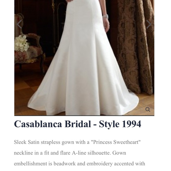 Casablanca Bridal style 1994 strapless wedding dress size 16 street size 12-14 - Picture 4 of 10